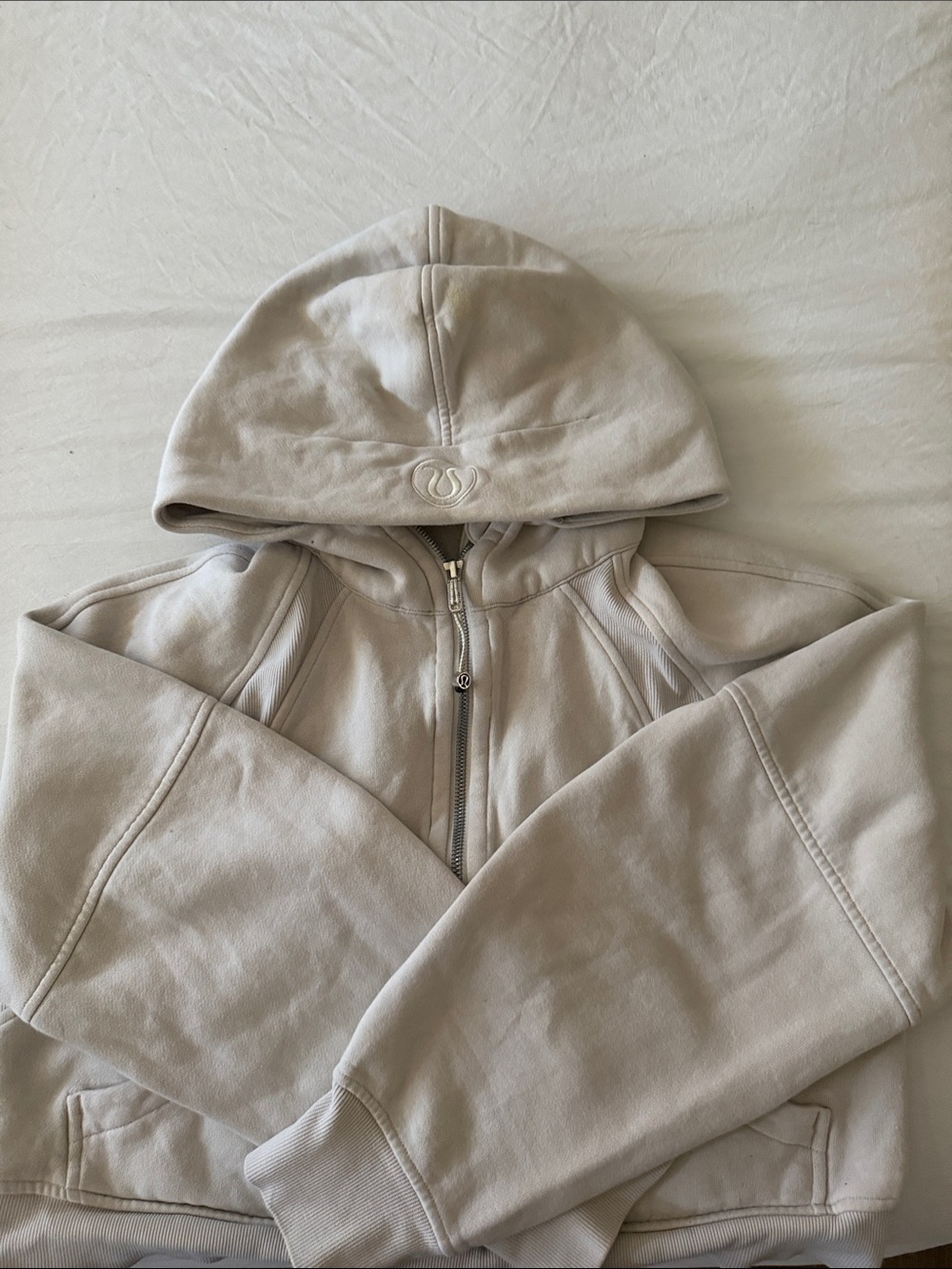 lululemon athletica Cream Full-Zip Hoodie with Logo Drawcord